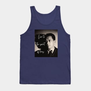 Albert Camus black and white portrait and quote: Live to the point of tears Tank Top